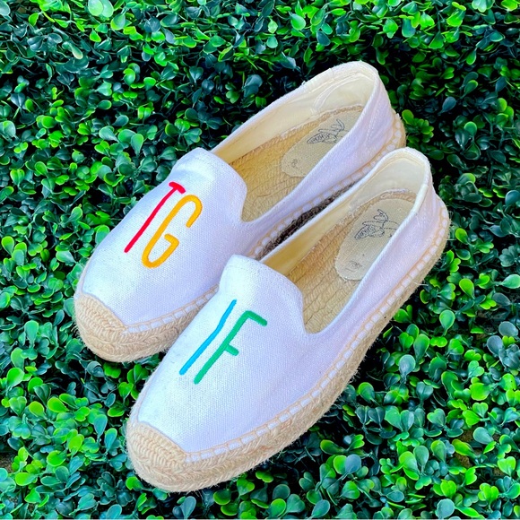 TGIF Soludos x Ash Kahn Platform Smoking Slipper in White - Picture 1 of 7